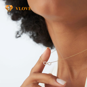Collana con simbolo dell'infinito in oro 14 carati con diamante per donna, amore eterno, regalo per anniversario di matrimonio, San Valentino, per <span class=keywords><strong>lei</strong></span> - Product Image 2