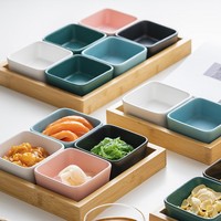 Square KTV Snack Compartment Plate Porcelain Platter with Stand Microwave Safe Minimalist Design Dry Fruit Nuts Sauce Dish
