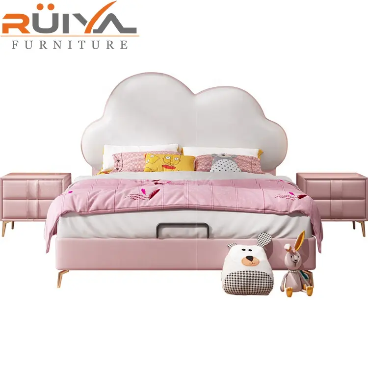 Cabecero de nube duradero de alta calidad para niños, cama de cuero, diseño de princesa, muebles de habitación