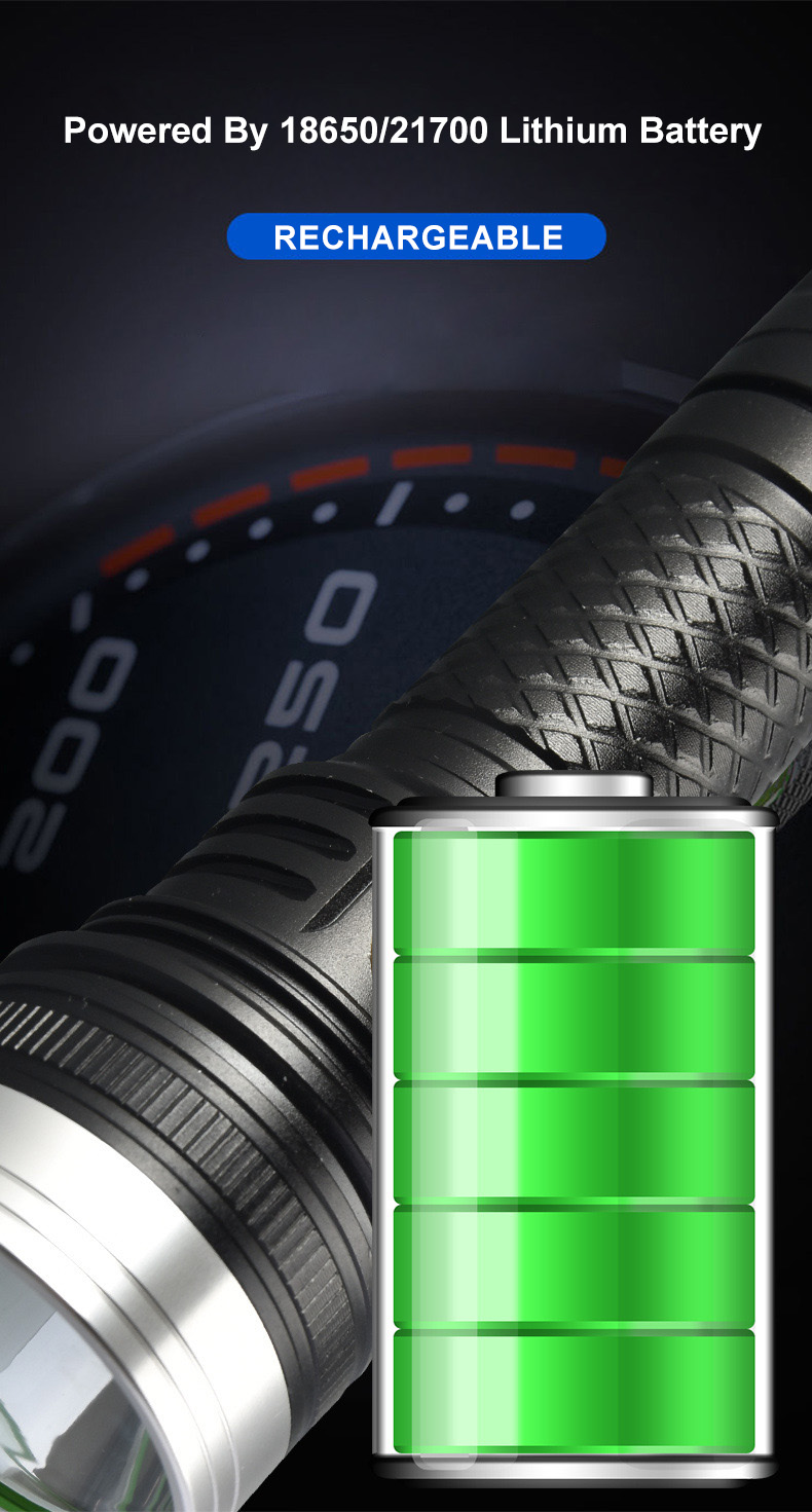 6000 Lumens Tactical Flashlight 21700 Battery Sst40 Led Torch Usb C