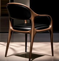 Fauteuil FYZK en bois massif style nordique minimaliste, dossier en cuir noyer, chaise d'appoint moderne pour salon, mobilier de maison OEM
