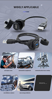 Conector de Panel USB 3.0 LSHITECH M20 IP67 Resistente al Agua con Bloqueo de Bayoneta y Cable de Extensión de 1m/1.5m