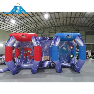 Inflatable Bermain Interaktif Sistem Ninja Dinding IPS Inflatable Ninja Pertempuran Permainan