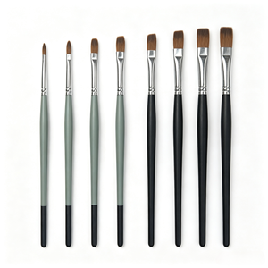 Pinceau à ongles en Kolinsky à pointe plate, <span class=keywords><strong>gris</strong></span> vert noir blanc, manche en métal, pinceau à ongles en acrylique pour la sculpture, le détail <span class=keywords><strong>et</strong></span> le nail art - Product Image 1