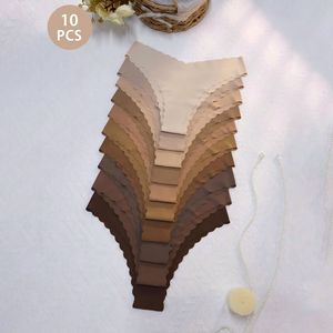 Confezione da 10 mutandine triangolari stampate senza cuciture da donna, con bordo smerlato sulle cinture <span class=keywords><strong>e</strong></span> sui bordi delle gambe, intimo traspirante per l'estate - Product Image 1