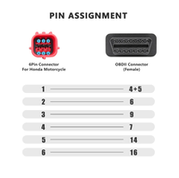 Câble de diagnostic moto avec connecteurs 4 et 6 broches, adaptateur OBD2 16 broches pour scanner de codes de panne Honda