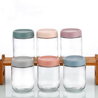 Lot de 6 bocaux en verre écologiques avec couvercles hermétiques, bocaux Mason à large ouverture pour salades, contenants de stockage alimentaire pour overnight oats, 16oz/500ml
