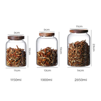 Vente d'usine grand pot en verre de peau de mandarine cuisine réservoir de stockage scellé avec couvercle en bois d'acacia pot de stockage des aliments transparent pour les pâtes