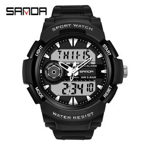 SANDA Fashion – montre numérique pour hommes, étanche aux chocs, double montre-bracelet LED, réveil, réveil, horloge Cool, 6002 - Product Image 2