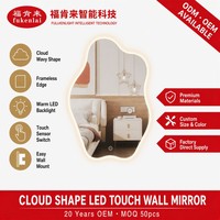 Miroir mural pleine longueur Fullkenlight Cloud Wavy Shape LED sans cadre avec rétroéclairage et capteur tactile, miroir de dressing mural pleine longueur