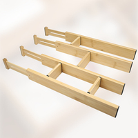 Lot de 4 séparateurs de tiroirs réglables en bambou, extensibles, écologiques, sans perçage, adaptés à différentes tailles de tiroirs, pour organiser les ustensiles