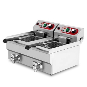 OEM High Quality CE Industrial Countertop Double Tanks 14L*2 Commercial <strong>Potato</strong> <strong>Chips</strong> Chicken <strong>Electric</strong> Deep <strong>Fryers</strong> - Product Image 2