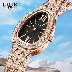 นาฬิกาควอตซ์ประดับเพชรสีโรสโกลด์รูปวงรี LG89275 Lige สำหรับผู้หญิงนาฬิกาตัวเลขโรมันแนววินเทจสำหรับผู้<span class=keywords><strong>หญิง</strong></span> - Product Image 1