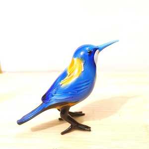 Handmade Glass Kingfisher Bird Figurine Blue Orange Body <b>White</b> Throat <b>Black</b> Legs Animal Sculpture Home Decor <b>Ornament</b> - Product Image 5