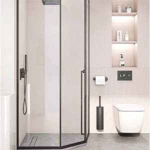 モダンなホテルスタイル長方形ストレートシャワーキャビンフレーム10mm厚手人工石屋内スライド式スチームルーム - Product Image 1