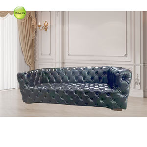 Italiaanse Lederen Chesterfield Sofa Set Antieke Leven Sofa Vintage Fluwelen Zwart Couch Woonkamer Meubels - Product Image 2