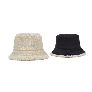 <b>Large</b> Thickened Warm Lambswool Bucket Hat Double Sides Customized Fisherman Hat for Autumn Winter - Product Image 4