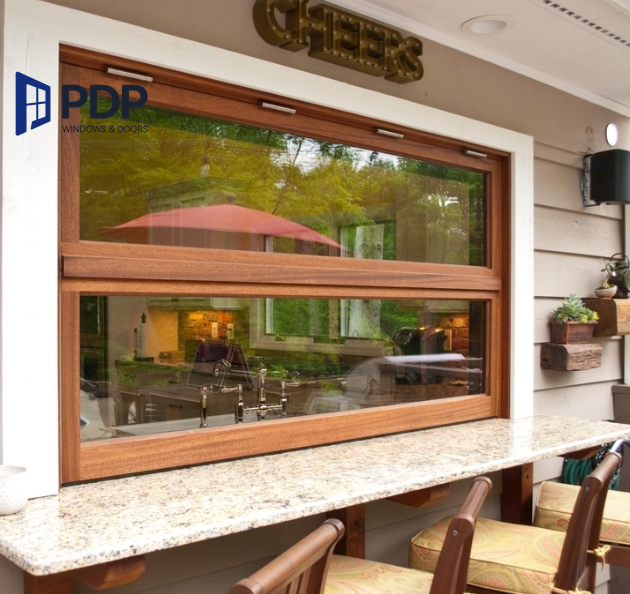 Dual Glass Folding Wood Windows Sliding
