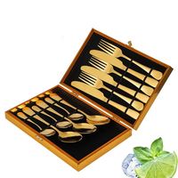24-teiliges Besteckset Messer Gabel Löffel Besteck 24-teilig Edelstahl-Set Gold Silberbesteck für Hochzeiten