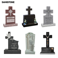 Pierre tombale moderne en granit et marbre Samistone, durable pour l'extérieur, en forme de croix, prix de gros pour cimetière et monument commémoratif