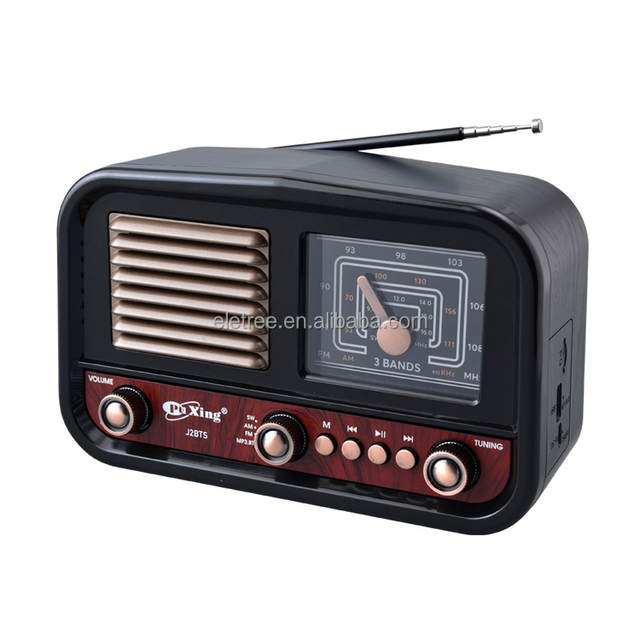 Eletree J2Bts Dongguan Manufacture Portable Vintage Retro Ac Rechargeable Classic Desktop Wood Fm Am Sw Radio With Solar
