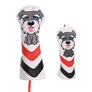 High Quality PU Leather Golf Wood Putter Head Covers Cute Animal Dog Design Durable Golf Headcovers For 460cc Golf Driver