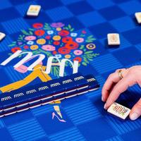 Jeu de Mahjong américain de voyage sur le thème de Londres avec monuments de la ville, thés, desserts, fleurs, vents et jokers
