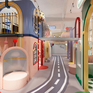 Grande aire de jeux intérieure sur le thème des fusées avec toboggan pour enfants, mur d'escalade, piscine à balles et espace de jeux souple - Product Image 3