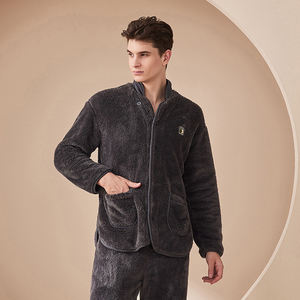 Inverno spesso <span class=keywords><strong>caldo</strong></span> CoralSleeve coppie <span class=keywords><strong>pigiama</strong></span> set donna lunga vestaglia in velluto <span class=keywords><strong>pigiama</strong></span> <span class=keywords><strong>uomo</strong></span> indumenti da notte per la casa - Product Image 2