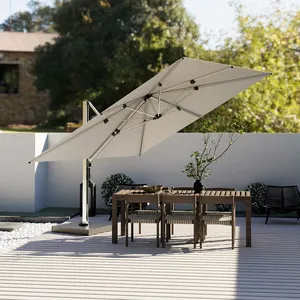 Aluminium Cantilever Parasols Parasols Custom Tuin Zon Grote Lichtgewicht Terras Buiten Parasol Met Kruk Handvat