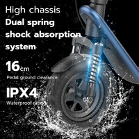 Patinete Eléctrico Plegable X11 Azul, el Mejor de la UE 2026, Rápido, con Motor sin Escobillas de 450W, Batería Extraíble y Amortiguador de Impactos, Ruedas de 10 Pulgadas