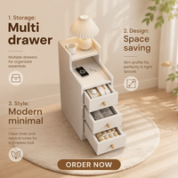 Table de chevet d'hôtel moderne très étroite avec support de fixation mural, 20 cm de large, mini armoire pliable et durable