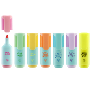Kit de surligneur portable de taille <span class=keywords><strong>mini</strong></span> en couleurs <span class=keywords><strong>pastel</strong></span> avec jaune néon gratuit - Product Image 1