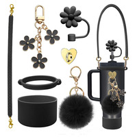 Accessoires de tasse pour gobelet avec botte en silicone paille Topper couverture capuchon bâton crochet porte-clés décoration anneau poignée Portable