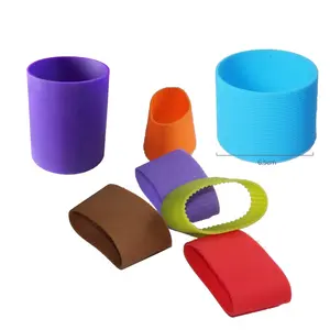 6cm 6.5cm 7cm 7.2cm custom Logo Heat Resistance flexible silicone Water Bottle sleeve rubber cover for Glass Coffee Cup