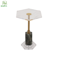 Nouveau design de mobilier de maison table basse à dessus rond et base en marbre table d'appoint en métal doré et acrylique pour le salon