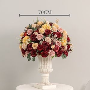 ลูกบอลดอกไม้สีแดงชมพูขนาด 70 ซม. สำหรับตกแต่งฉากงานแต่งงาน ตกแต่งหน้าต่าง ดอกไม้ประดิษฐ์ - Product Image 5