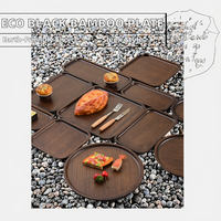 Assiette en bambou poli noir, écologique, pour les fêtes, plateau à thé et à café, service