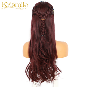 Diadema <span class=keywords><strong>de</strong></span> onda Natural para mujer, <span class=keywords><strong>peluca</strong></span> larga <span class=keywords><strong>de</strong></span> Color burdeos, para fiesta <span class=keywords><strong>de</strong></span> día a día, viajes y vacaciones, sin Gel, sin pegamento, <span class=keywords><strong>Drag</strong></span> <span class=keywords><strong>Queen</strong></span>, 2 bandas gratis - Product Image 3