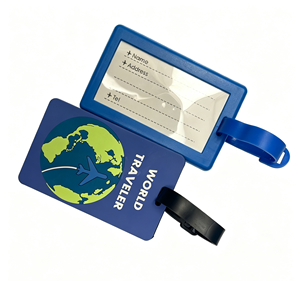 Étiquette de bagage personnalisée en caoutchouc avec porte-billetterie portable, sangle en PVC / boucle en plastique / carte en papier pour bagages de voyage, hôtels et événements - Product Image 4