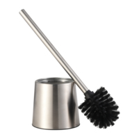 Ensemble de brosse de toilette et de support Nickel brossé Base et poignée en acier inoxydable 304 robustes Nettoyeurs de cuvette de toilette Brosse et support