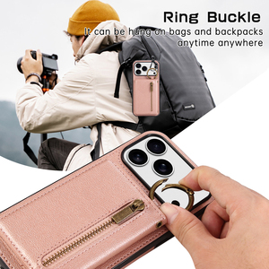 Étui portefeuille de luxe en cuir avec cordon et bandoulière pour <span class=keywords><strong>iPhone</strong></span> 18 Pro Max, compatible <span class=keywords><strong>iPhone</strong></span> 15, 16e, 17 - Product Image 5