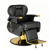 Fauteuil de Barbier Hydraulique Inclinable, Chaise de Salon de Coiffure Vintage pour la Coupe de Cheveux, le Rasage, Équipement de Salon de Beauté