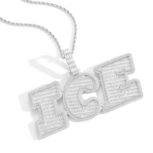 สร้อยคอจี้ชื่อตัวอักษรตัวเอียงทองแดงแบบประกบกันตามสั่งจี้ตัวอักษรแฟชั่นแบบทำด้วยตัวเองจี้คู่เครื่องประดับฮิปฮอป - Product Image 2