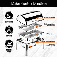 Chauffe-Plat Électrique Professionnel 9L en Acier Inoxydable avec Couvercle Rabattable, Idéal pour Buffets, Hôtels et Réchauffement d'Alcool