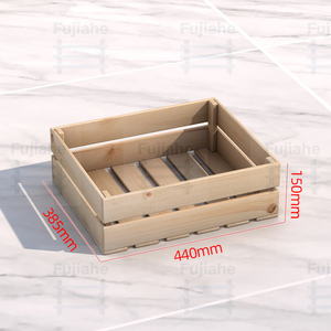 Expositor de madera plegable de 2 niveles con contenedores de listones, estructura metálica, de pie, resistente, para frutas, verduras y vinos. - Product Image 3