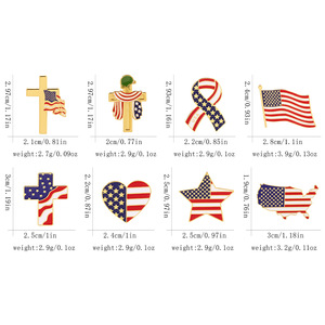 Broche de Metal Esmaltado da Moda, Alfinete de Lapela com Bandeira e Cruz, Joia Decorativa para o Dia da Independência dos EUA, Alfinete de Roupa, Presente para Festas e Feriados - Product Image 6