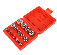 Ensemble de douilles à embout femelle en acier au chrome-vanadium 14 pièces/ensemble E Torx Star E4-E24, étui rigide OEM, ensemble d'outils à main