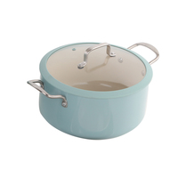 Ensemble de 8 casseroles en aluminium avec revêtement antiadhésif en céramique pressée, couvercles en verre trempé et silicone, poignées en acier inoxydable, compatible induction et gaz