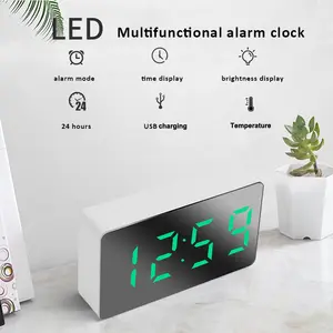 2023 Novelty Mirror Multi-function usb in put mini Alarm temperature month date Led digital Clock